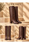 Acı Kahve 2-in-1 Boots with Removable Dust Cover and Short Boots Thick Heeled Leather Boots - 5