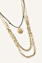 Women's 3-Piece Medallion and Bead Detailed Multi-Row Necklace I7160Axns - 2