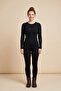 Women's 100% Cotton Crew Neck Long Sleeve Black T-Shirt, Thermal Long Sleeve Top with Inner Lining, Long Sleeve Undershirt - 3