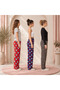 3-Piece Fleece Pajama Bottoms Unisex with Heart, Penguin, and Leopard Patterns, Single Bottom Without Pockets Winter Home Pants Comfortable Fit Soft Fleece Sweatpants Gift for Couples Size 2XL - 5