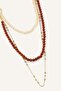 Women's Bead Detailed Layered 3-Piece Necklace I6626Axns - 2