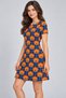 Women's Short Sleeve Pocket Retro Botanical Print Dress - 2