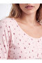 Peak New Season Pink U-Neck Patterned Women's Pajama Set - 3