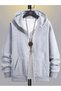 Men's Gray Winter Hooded Zippered Sweatshirt Fleece-Lined Jacket