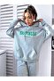 Happiness Tracksuit Set Sweatshirt Jogger - Gray Printed Oversize Hoodie - 4