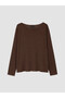 Ozmarka New Season Brown Plus Size Boat Neck Blouse - 3