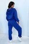 Basic Plain Tracksuit Set Sweatshirt Jogger - Sax Blue Oversize Hooded Jacket - 5