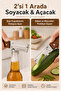 5 in 1 Multifunctional Vegetable Peeler Including Cutting, Peeling, Opening, Grating, Slicing Stainless Steel with Wooden Handle - 2