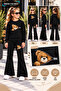 Winter, Spring, and Autumn Girls' Black Spanish Flared Bottoms and Black Sweat Top - 2