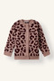 Leopard Patterned Crew Neck Knitwear Basic Cardigan Baby Girl I4958A526Wn - 4
