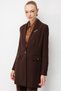 Metal Brooch Pocketed Jacket with Flap Pockets Brown - 2