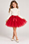 Girl's Red Tutu Skirt and Cream Ruffle Badi Set