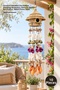 10 Pieces of Wicker Bird's Nest Wind Chime – Decorative Hanging Accessory with Seashell Detail, Balcony Garden Ornament, Wind Chime Seashell