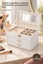3-Piece Leather-Trimmed Makeup and Jewelry Box – Stylish Organizer for Makeup and Jewelry Organization, Cosmetic and Jewelry Box