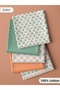 100% Cotton Fabric Panel Set 5 Different Patterns 30X60 cm – Vintage Floral and Geometric Patterns, Green and Brick Tones - 3