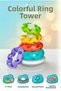 Clemento-Ni Educational Ring Toss Set Montessori 6 Pieces Colorful Baby Toy with Rocking Base