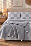 100% Cotton Double Pompom Pique Set Gray (Pique + Sheet + Pillowcase) - 2