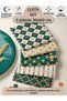 100% Cotton Fabric Panel Set 5 Different Patterns 30X60 cm – Vintage Floral and Checkered Pattern, Dark Green and Orange Tones