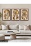 Gold Circle and Plant in Vase 3 Piece Wooden Framed Painting Act - 3