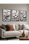 Textured Appearance White Flower 3 Piece Wooden Framed Painting Act