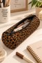 Leopard Patterned Cylinder Pen Holder