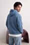 Kirli Mavi Oversize/Geniş Kesim Sırtı Nakış Detaylı Kapüşonlu Sweatshirt TMNAW25SW00142 - 6