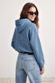 Kirli Mavi Oversize/Geniş Kesim Sırtı Nakış Detaylı Kapüşonlu Sweatshirt TMNAW25SW00142 - 3
