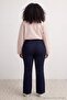 Koyu Mavi Yüksek Bel Yumuşak Ekstra Esneyen Örme Skinny Tayt Flare Paça Jeans TBBAW27CJ00028 - 3