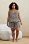 Çok Renkli Leopar Desenli Askılı Örme Fırfır Detaylı Pijama Takımı TBBSS22PT0564