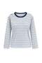 Ecru Navy Blue Striped Premium Oversize/Wide Cut Interlock Knitted T-Shirt Twoaw27Ts00027