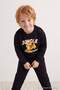 Black Thick Fleece Inside Boy's Printed Knitted Sweatshirt and Sweatpants - Top and Bottom Settkdaw27Au00061 - 2
