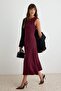 Mürdüm Skater/Belden Açılan Maxi Bisiklet Yaka Kolsuz Örme Elbise TWOAW27EL00182
