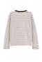 Kahverengi*001 Çizgili Premium Oversize/Geniş Kesim İnterlok Örme T-Shirt TWOAW27TS00027 - 4