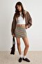 Brown Plaid Thin Belted Woven Skirt Twoaw27Et00152 - 2