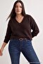 Brown Soft Textured Basic Wool Large Size Knitwear Sweater Tbbaw27An00073 - 4