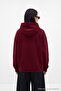 Mürdüm Kalın İçi Polarlı Slogan Baskılı Fermuarlı Kapüşonlu Örme Sweatshirt TWOAW27SW00199 - 5