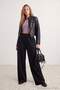 Black Elastic Waist Wide Leg Knitted Sweatpants Twoaw27Ea00032 - 2