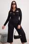 Siyah Cut Out ve Büzgü Detaylı Fitted/Vücuda Oturan Esnek Çıt Çıtlı Örme Body TBBAW27CS00023