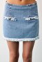 Blue Textured Fabric Mini Denim Skirt Twoaw27Et00072 - 3