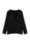 Wardrobe Essentials Siyah V Yaka Yumuşak Tuşe Triko Büyük Beden Kazak TBBAW27AN00079