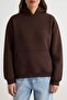 Kahverengi Kalın İçi Polarlı Slogan Standart Kalıp Kapüşonlu Örme Sweatshirt TWOSS26SW00008 - 3