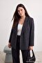 Gray Special Collection Anthracite Plaid Oversize Woven Blazer Jacket Blazer Jacket Tbbaw27Ag00013 - 4