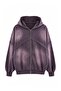 Mor Kalın Extra Oversize/Geniş Kesim Kapüşonlu Eskitme/Soluk Efektli Örme Sweatshirt TWOAW27SW00176 - 7
