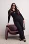 Siyah Wide Leg Lastikli Yüksek Bel Büyük Beden Pantolon TBBAW27AR00031