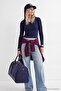 Navy Blue Hooded Regular Fit Ribbed Stretch Knitted T-Shirt Twoaw27Ts00061 - 2