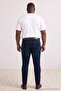 Navy Blue Stretch Fabric Tube Leg Plus Size Men's Jeans Tmnaw27Cj00003 - 3