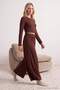 Light Brown Viscose Knitted Pajamas Set Twoaw21Au0034 - 3