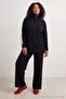 Black Stripe Detailed Turn-Down Collar Knitwear Top and Bottom Set Tbbaw26Cp00001