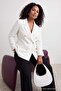 Ecru Lined Double Breasted Woven Blazer Jacket Tbbaw26Ag00011