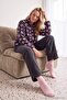 Anthracite Floral Wellsoft Zippered Knitted Pajama Set Thmaw27Pt00156